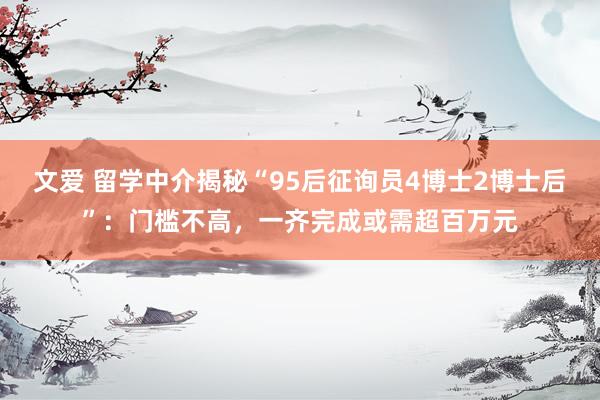 文爱 留学中介揭秘“95后征询员4博士2博士后”：门槛不高，一齐完成或需超百万元