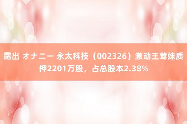 露出 オナニー 永太科技（002326）激动王莺妹质押2201万股，占总股本2.38%
