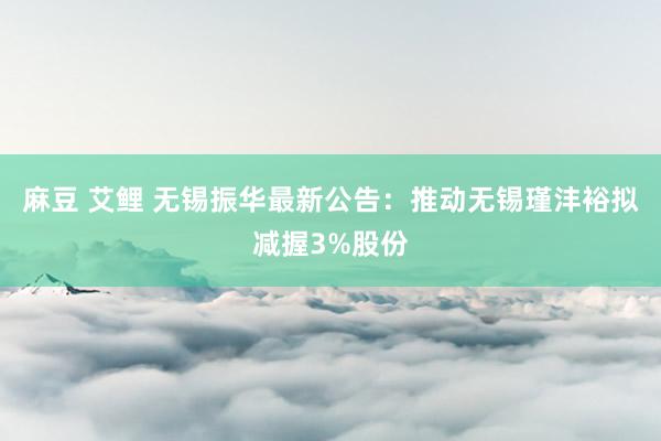 麻豆 艾鲤 无锡振华最新公告：推动无锡瑾沣裕拟减握3%股份