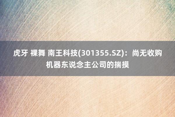 虎牙 裸舞 南王科技(301355.SZ)：尚无收购机器东说念主公司的揣摸
